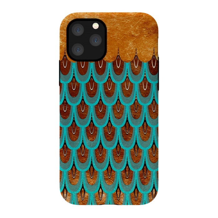 iPhone 11 Pro StrongFit Copper & Teal Gold Mermaid Scales by  Utart