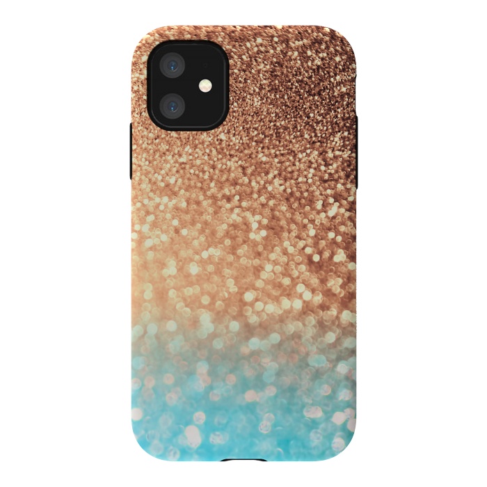 iPhone 11 StrongFit Mermaid Blue and Rose Gold Blush Glitter by  Utart
