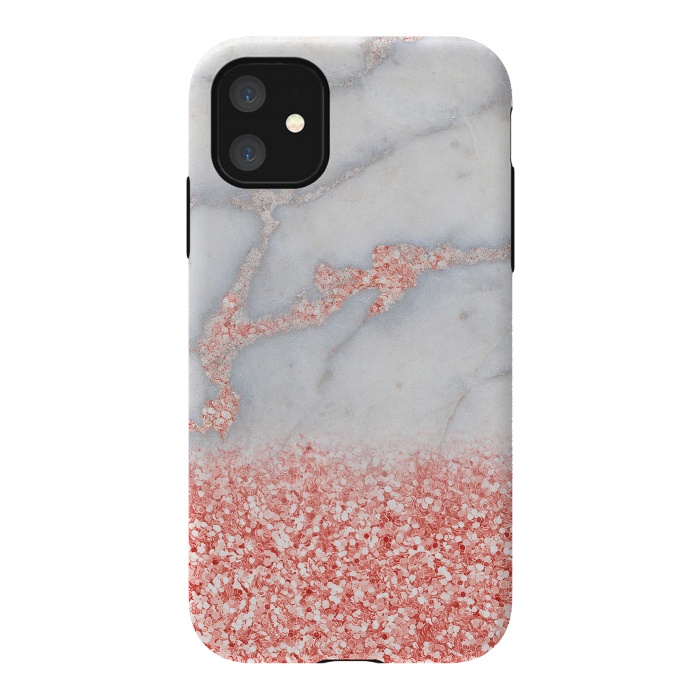iPhone 11 StrongFit Sparkly Pink Rose Gold Glitter Ombre Bohemian Marble by  Utart