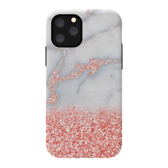iPhone 11 Pro StrongFit Sparkly Pink Rose Gold Glitter Ombre Bohemian Marble by  Utart