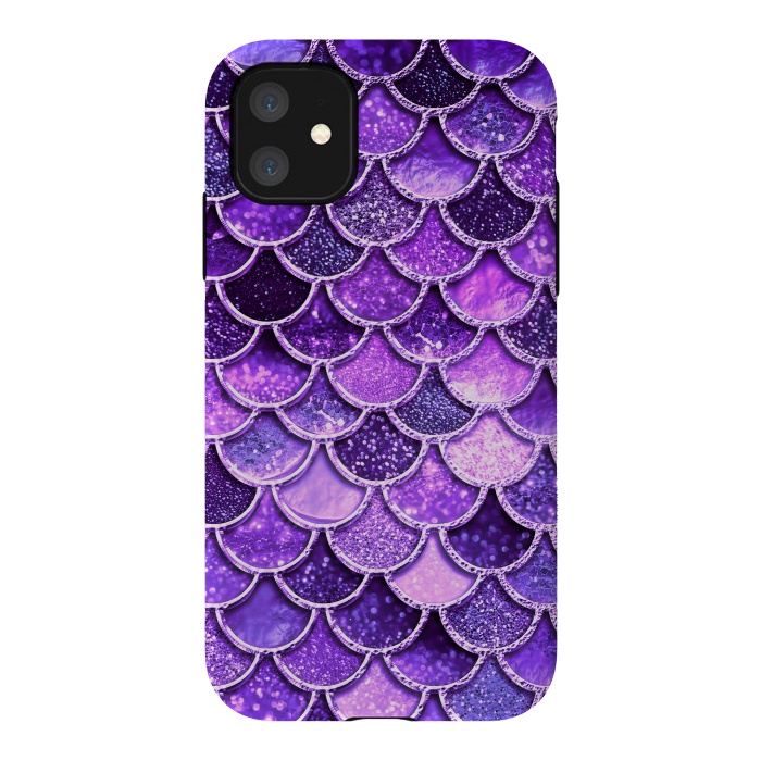 iPhone 11 StrongFit Ultra Violet Glitter Mermaid Scales by  Utart