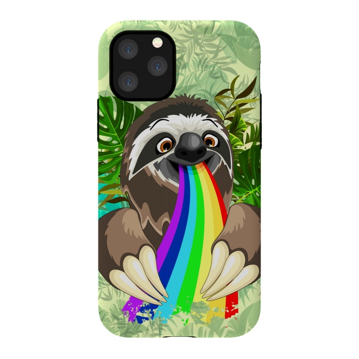 iPhone 11 Pro StrongFit Sloth Spitting Rainbow Colors by BluedarkArt