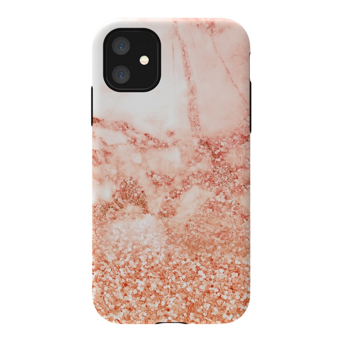 iPhone 11 StrongFit Salmon Glitter Marble by  Utart