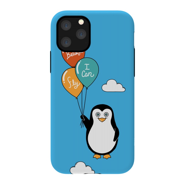 iPhone 11 Pro StrongFit Penguin I Believe I Can Fly by Coffee Man