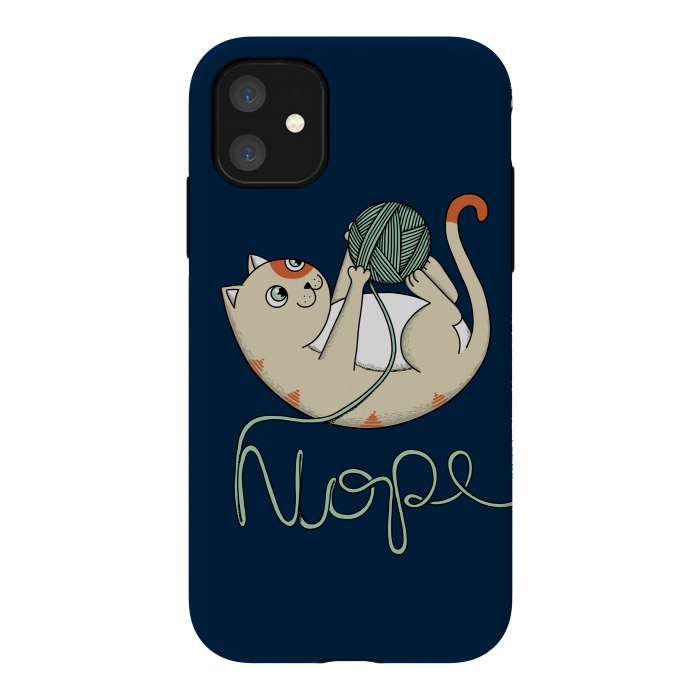 iPhone 11 StrongFit Cat Nope Blue by Coffee Man