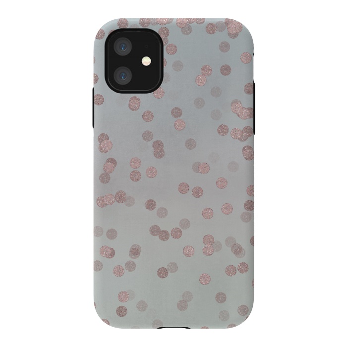 iPhone 11 StrongFit Rose Gold Glitter Dots by Andrea Haase