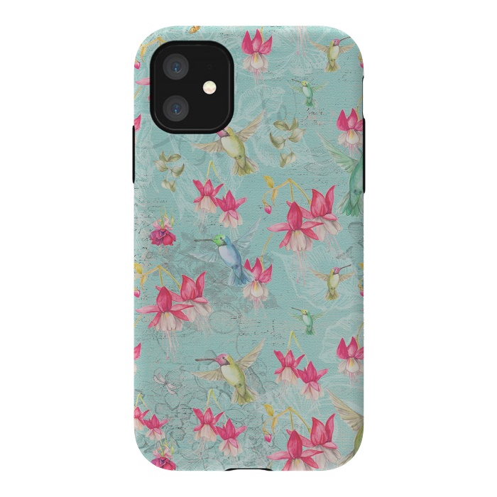 iPhone 11 StrongFit Hummingbirds and Fuchsia by  Utart