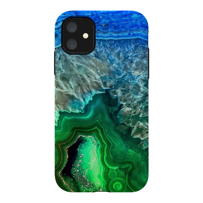iPhone 11 StrongFit Blue and Green Agate  by  Utart