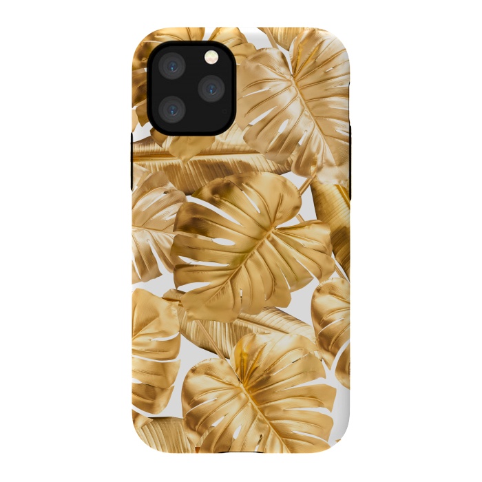 iPhone 11 Pro StrongFit Gold Metal Foil Monstera Leaves Pattern by  Utart