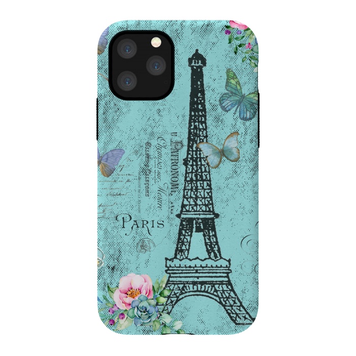iPhone 11 Pro StrongFit Blue Eiffel Tower Paris Watercolor Illustration by  Utart