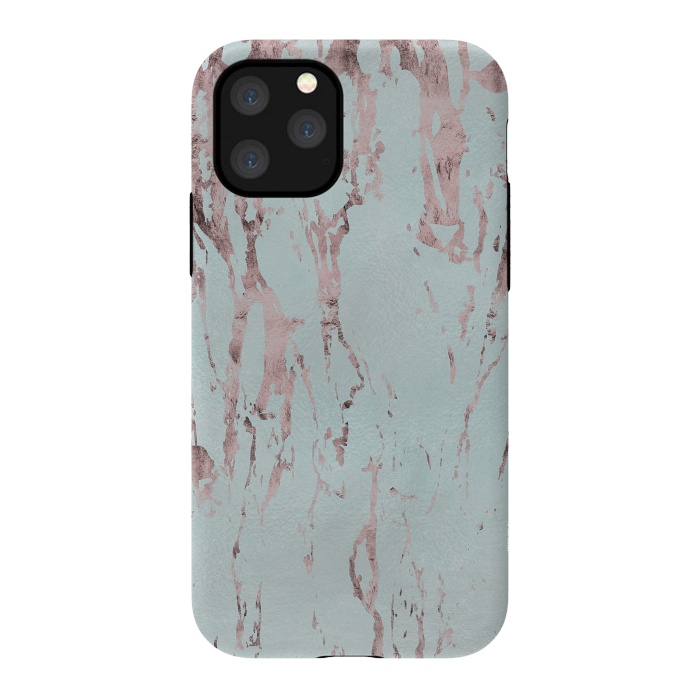 iPhone 11 Pro StrongFit Rose Gold Marble Fragments On Teal 2 by Andrea Haase
