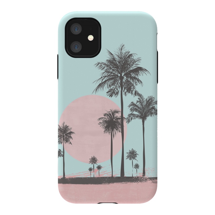 iPhone 11 StrongFit Beachfront Palm Tree Sunset by Andrea Haase