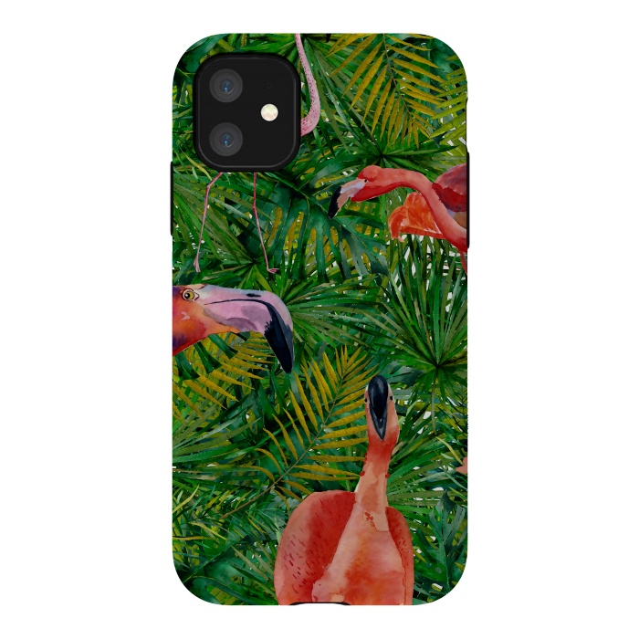 iPhone 11 StrongFit Flamingo Jungle Party by  Utart