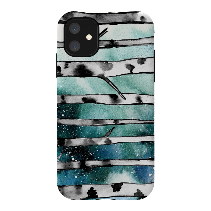 iPhone 11 StrongFit Abstract Birch Teal  by Amaya Brydon