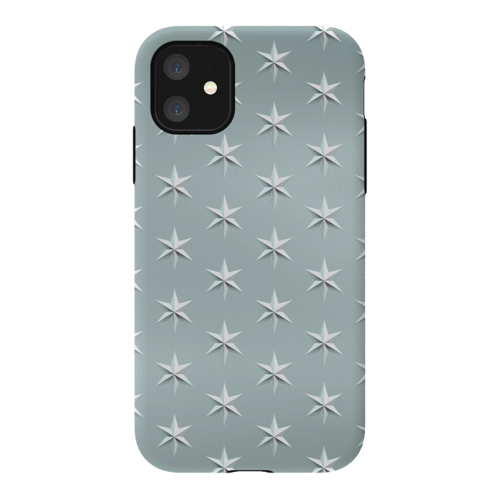 iPhone 11 StrongFit Silver Stars On Teal Metal by Andrea Haase