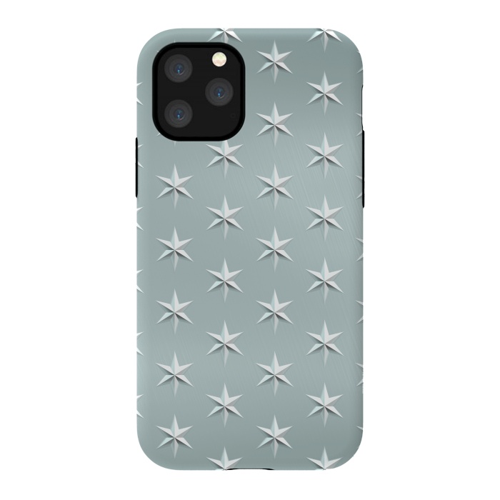 iPhone 11 Pro StrongFit Silver Stars On Teal Metal by Andrea Haase