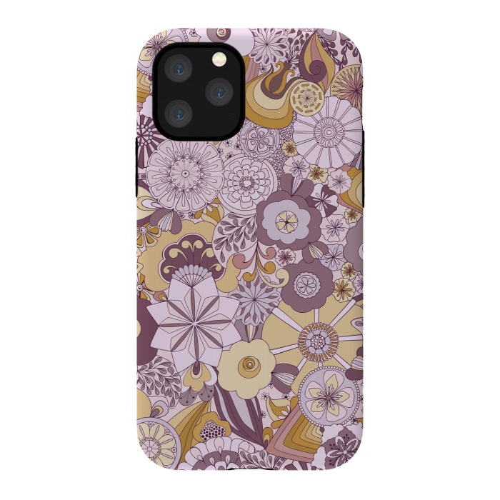 iPhone 11 Pro StrongFit Flowers, Flowers Everywhere Purple and Mustard by Paula Ohreen