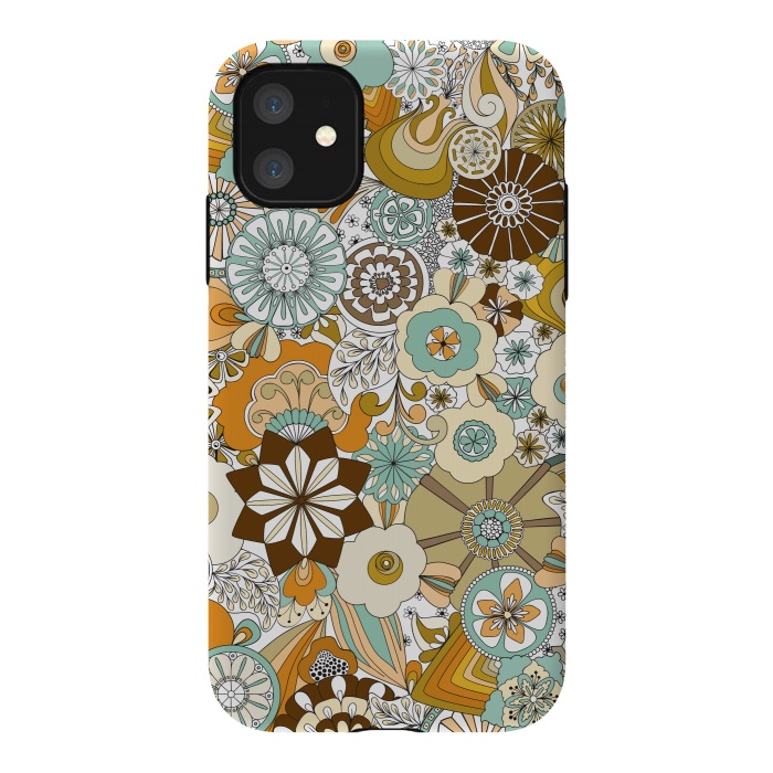 iPhone 11 StrongFit Flowers, Flowers Everywhere Retro Colors by Paula Ohreen