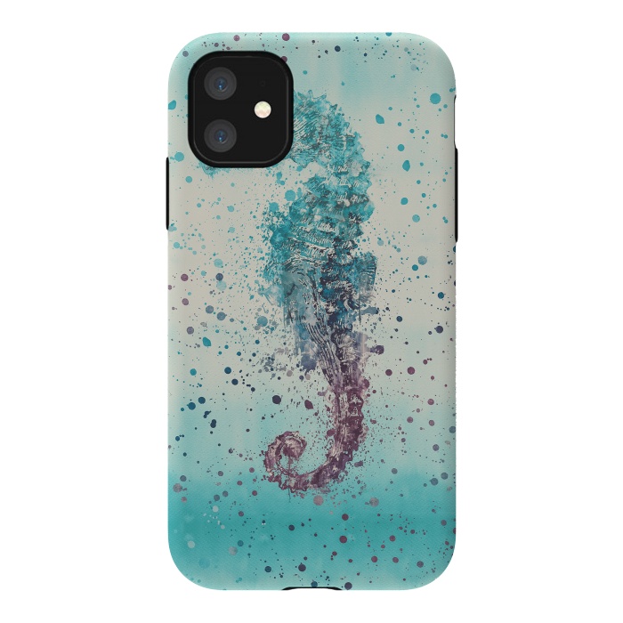 iPhone 11 StrongFit Seahorse Watercolor Art by Andrea Haase