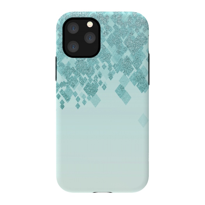 iPhone 11 Pro StrongFit Turquoise Faux Glitter Diamonds by Andrea Haase