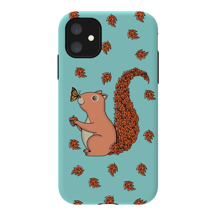 iPhone 11 StrongFit Squirrel and Butterfly by Coffee Man