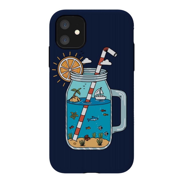 iPhone 11 StrongFit Drink Landscape Blue by Coffee Man
