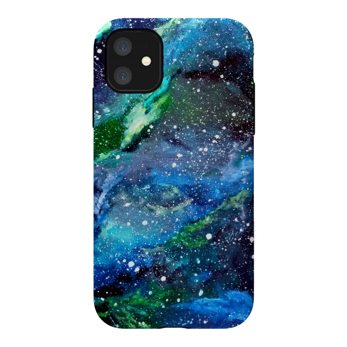 iPhone 11 StrongFit Galaxy in Blue and Green by Gringoface Designs