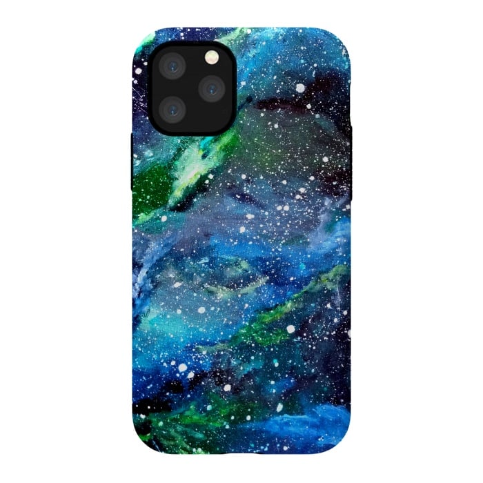 iPhone 11 Pro StrongFit Galaxy in Blue and Green by Gringoface Designs