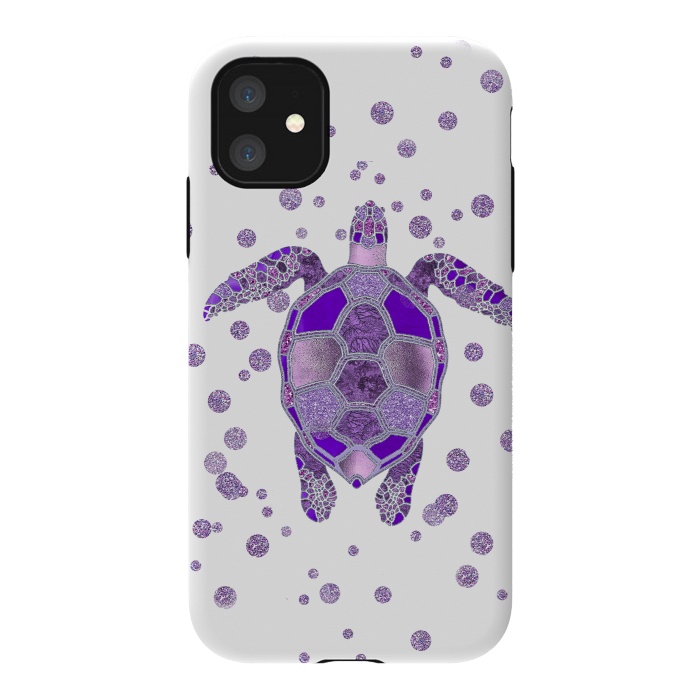iPhone 11 StrongFit Shimmering Purple Turtle by Andrea Haase