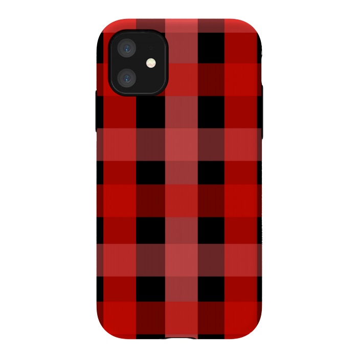 iPhone 11 StrongFit red black checks by MALLIKA