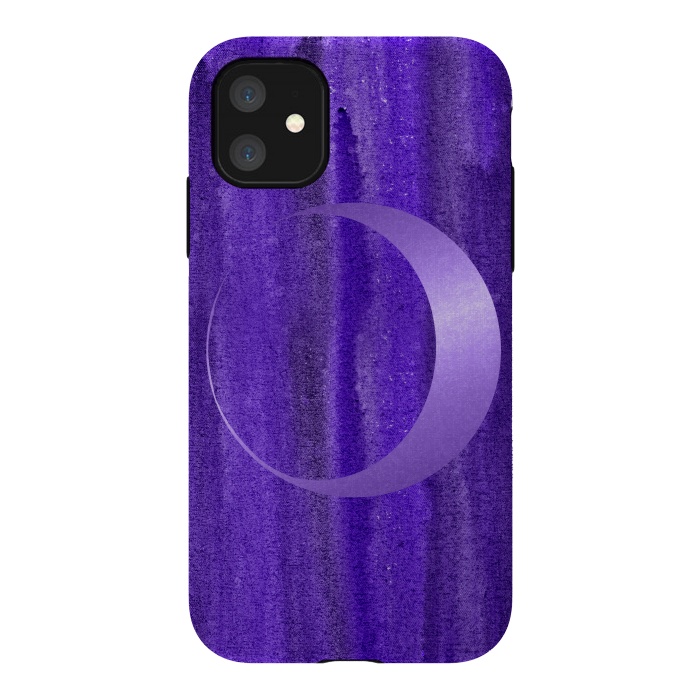 iPhone 11 StrongFit Shiny Purple Half Moon  by Andrea Haase