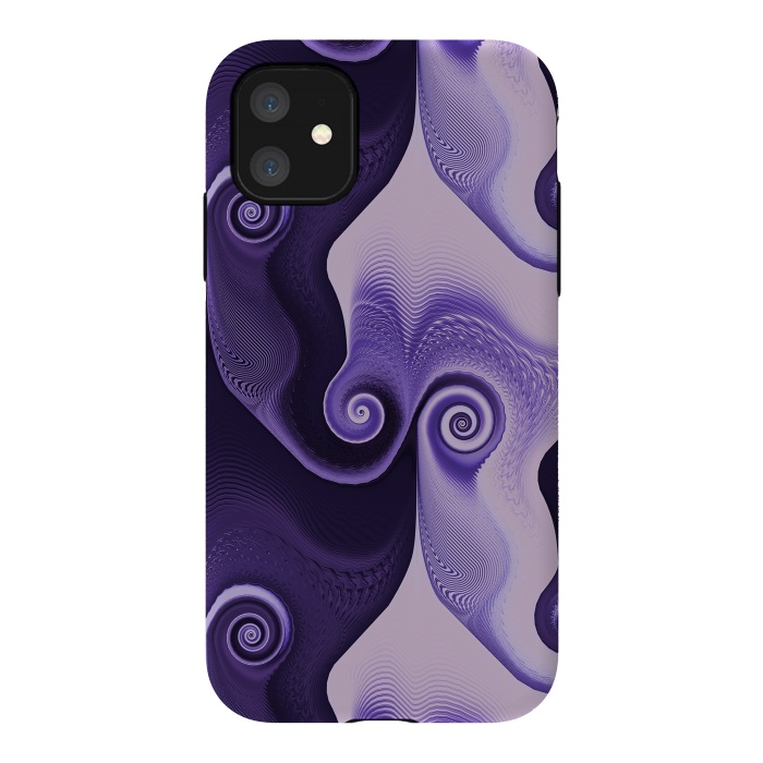iPhone 11 StrongFit Fancy Purple Spirals by Andrea Haase