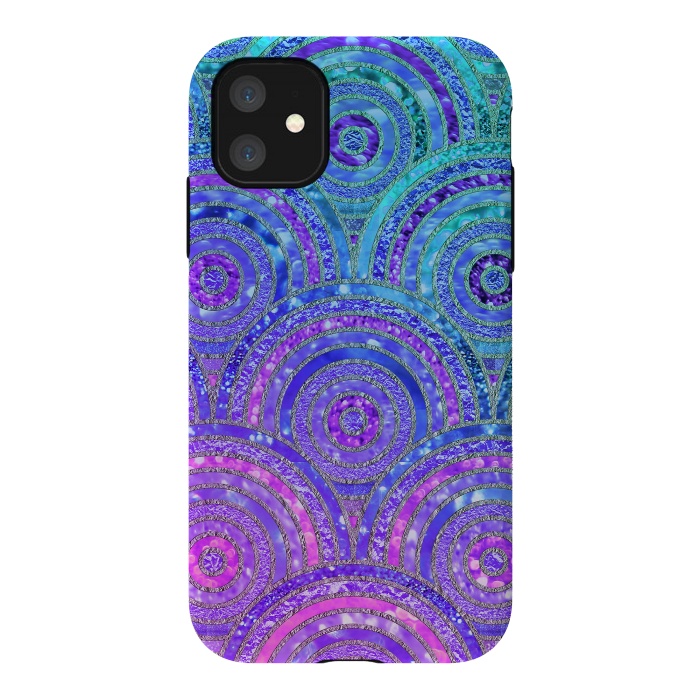iPhone 11 StrongFit Pink and Blue Metal Circles Pattern by  Utart
