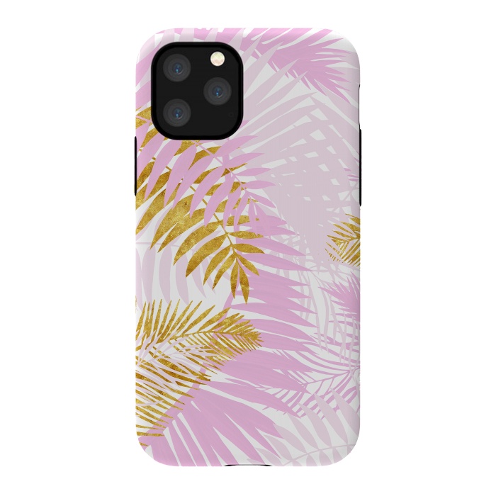 iPhone 11 Pro StrongFit Pink and Gold Palm Leaves by  Utart