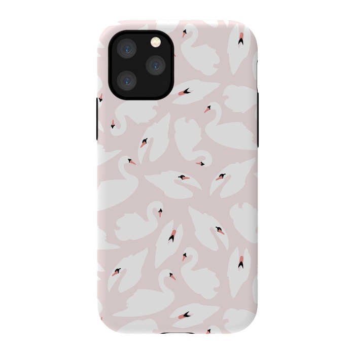 iPhone 11 Pro StrongFit Swan Pattern on Pink 030 by Jelena Obradovic