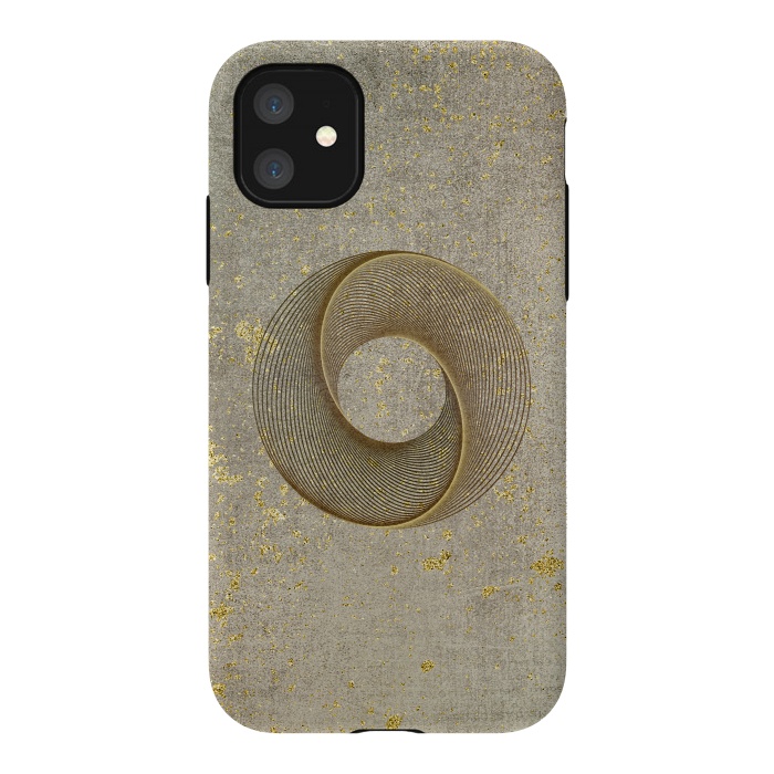 iPhone 11 StrongFit Golden Line Art Circles 2 by Andrea Haase