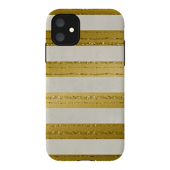 iPhone 11 StrongFit Golden Glitter Lines On Cream by Andrea Haase