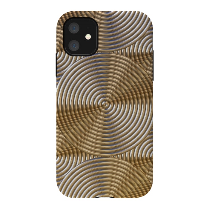 iPhone 11 StrongFit Shiny Golden Metal Embossed Circles 2 by Andrea Haase