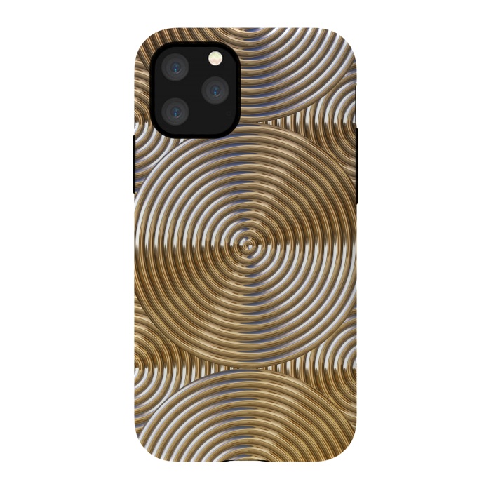 iPhone 11 Pro StrongFit Shiny Golden Metal Embossed Circles 2 by Andrea Haase
