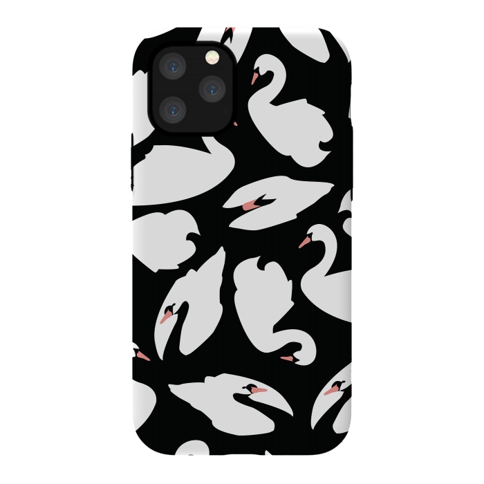 iPhone 11 Pro StrongFit White Swans On Black by Jelena Obradovic