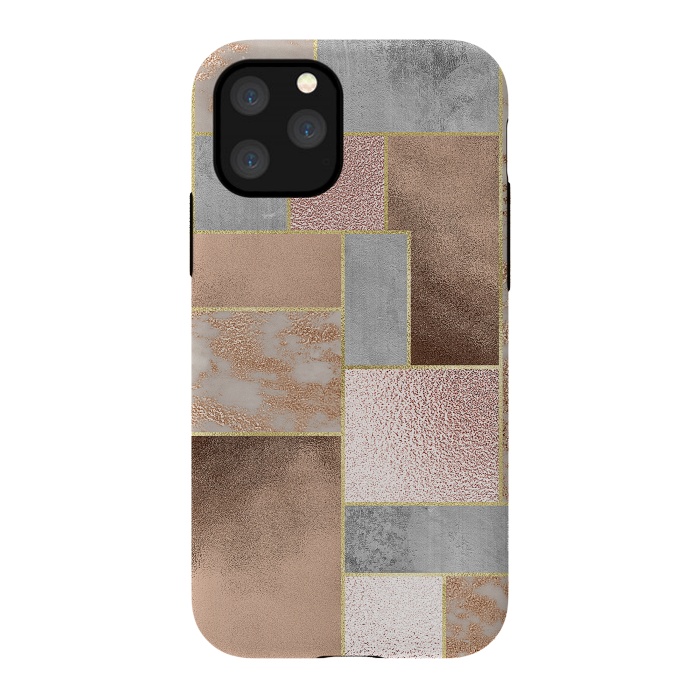 iPhone 11 Pro StrongFit Rose Gold Copper and Concrete Abstract Geometrical Pattern by  Utart