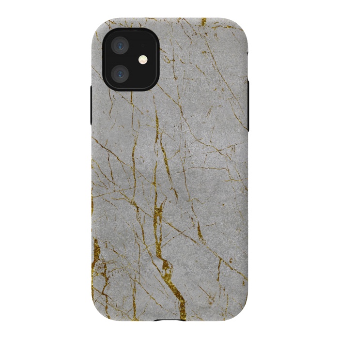iPhone 11 StrongFit Golden Marble Veins On Concrete 2 by Andrea Haase