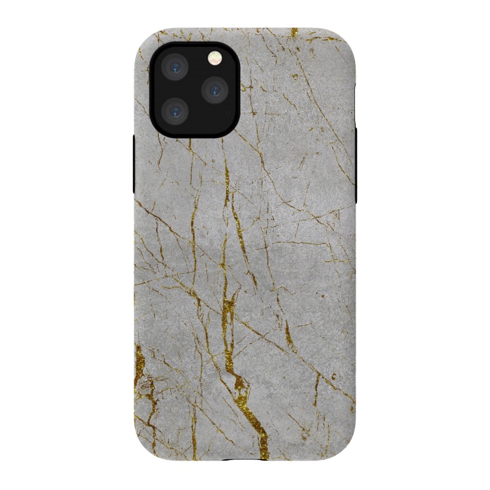 iPhone 11 Pro StrongFit Golden Marble Veins On Concrete 2 by Andrea Haase