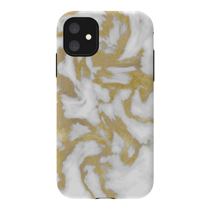 iPhone 11 StrongFit White Gold Faux Marble by Andrea Haase