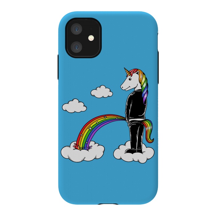 iPhone 11 StrongFit Unicorn Rainbow Blue by Coffee Man