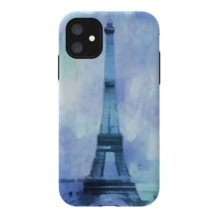 iPhone 11 StrongFit Blue Paris Watercolor  by Andrea Haase