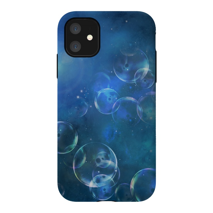iPhone 11 StrongFit Surreal Blue Bubbles by Andrea Haase