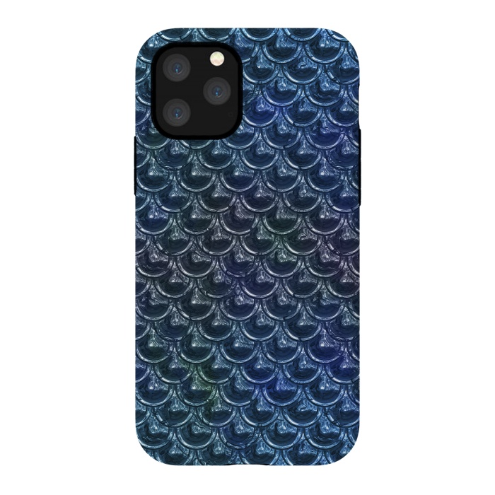 iPhone 11 Pro StrongFit Shimmering Blue Metallic Scales by Andrea Haase