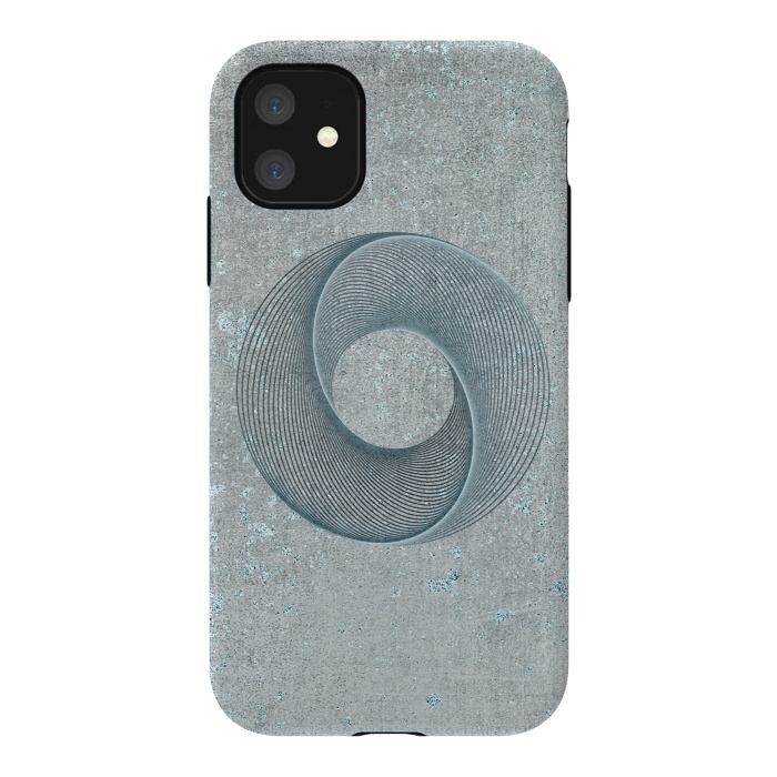 iPhone 11 StrongFit Teal Line Art Circle  by Andrea Haase