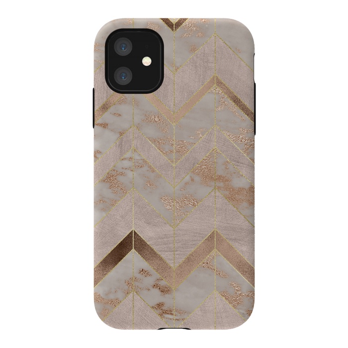 iPhone 11 StrongFit Marble Rosegold Chevron by  Utart